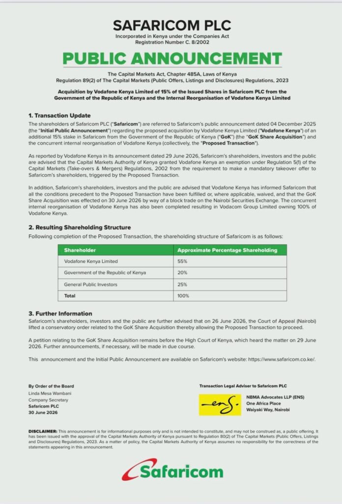Vodacom Group Safaricom PLC